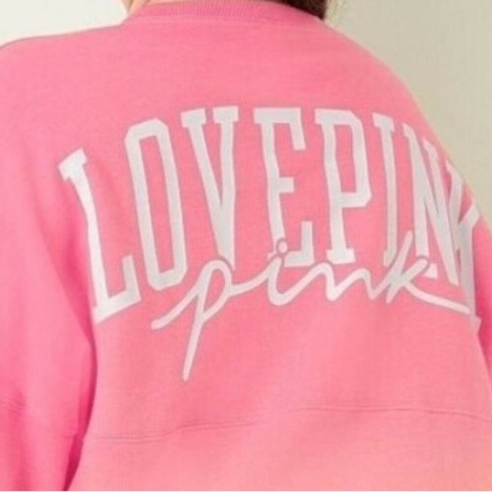 VICTORIA’S SECRET Pink Varsity Crew Sweatshirt Top Medium 3111-9 - Picture 9 of 10